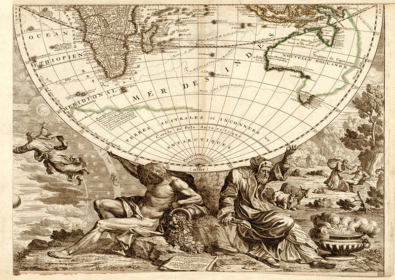 Поздравительная открытка с днем колумба и национальным праздником сша с кораблем на карте мира