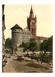 Замковая башня и памятник Императору Вильяму. Кёнигсберг, Германия (ныне Калининград, Россия), 1890-е. Почтовая открытка