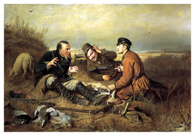 Охотники на привале (1871). Василий Перов. Почтовая открытка