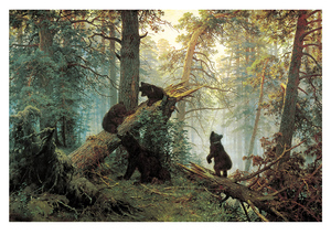 Утро в сосновом лесу (1889). Иван Шишкин. Почтовая открытка