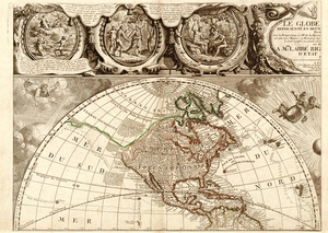 Северо-западная часть карты мира. Франция, 1708. Почтовая открытка