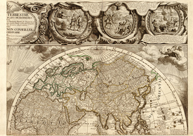 Северо-восточная часть карты мира. Франция, 1708. Почтовая открытка