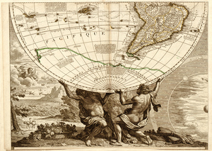Юго-западная часть карты мира. Франция, 1708. Почтовая открытка