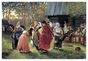 Девичник (1889). Алексей Корзухин. Почтовая открытка