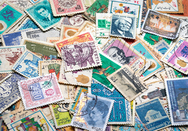 Старые почтовые марки. Почтовая открытка