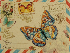 Бабочки, мини конверт. Формат 98 х 75 мм