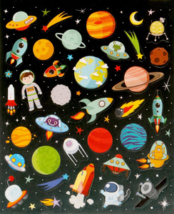 Космическое путешествие, 36 бумажных наклеек