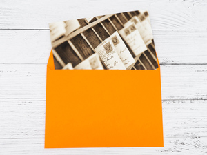 Оранжевый конверт под открытку, 5 шт. Формат С6, 162 х 114 мм