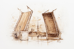 Дворцовый мост. Санкт-Петербург. Почтовая открытка