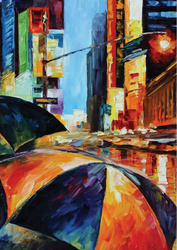 RAIN ON TIMES SQUARE / Дождь на Таймс-сквер. Почтовая открытка