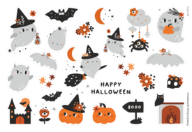 Happy Halloween, 24 декоративные наклейки с глянцевой ламинацией