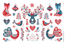 Веселого Рождества, 28 декоративных наклеек с глянцевой ламинацией