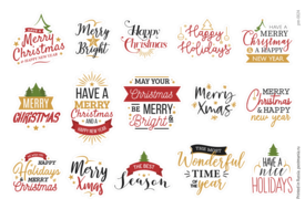 Merry Christmas, 15 декоративных наклеек с глянцевой ламинацией