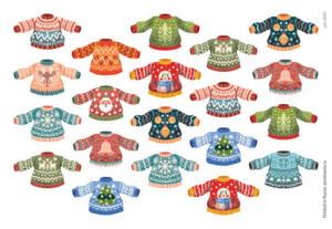 Рождественские свитеры, 20 декоративных наклеек с глянцевой ламинацией