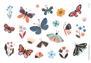 Бабочки и цветы, 22 декоративные наклейки с глянцевой ламинацией
