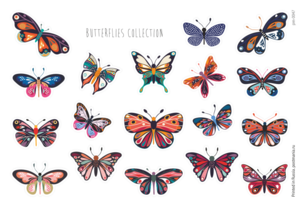 Коллекция бабочек, 18 декоративных наклеек с глянцевой ламинацией