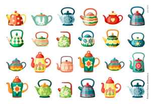 Чайники, 24 декоративные наклейки с глянцевой ламинацией
