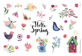 Привет, Весна! 26 декоративных наклеек с глянцевой ламинацией