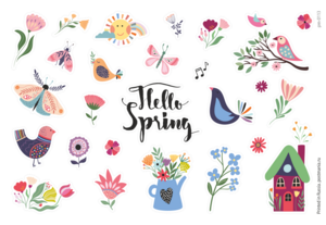 Привет, Весна! 26 декоративных наклеек с глянцевой ламинацией