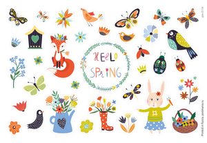 Привет, Весна! 35 декоративных наклеек с глянцевой ламинацией