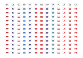 Флаги 13 стран, 156 наклеек для посткроссинга
