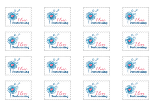I love Postcrossing, 16 наклеек для посткроссинга