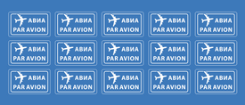 PAR AVION, 15 наклеек для международных отправлений